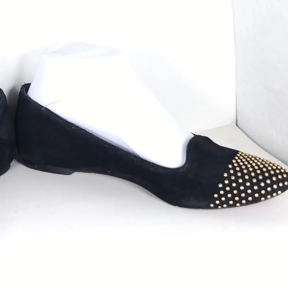 Loeffler Randall Women's Mo US 7,5B Black Suede Studded Slip On Flats Shoes - Picture 6 of 16